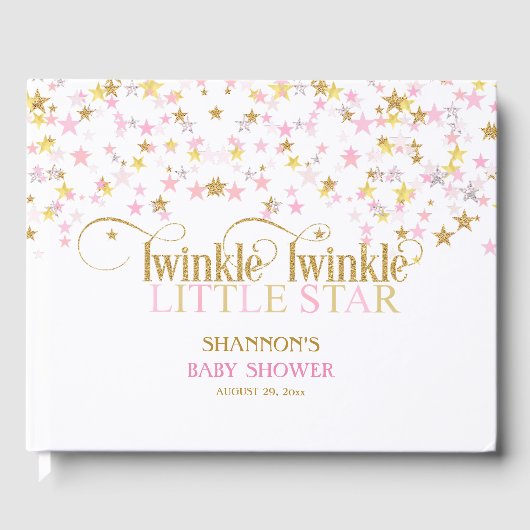 Twinkle kleine ster Baby gouden roze meisje Gastenboek (Voorkant)
