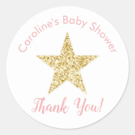 Twinkle kleine ster baby meisje douche dank u ronde sticker
