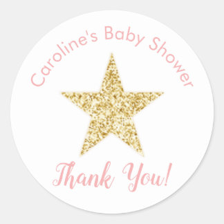 Twinkle kleine ster baby meisje douche dank u ronde sticker