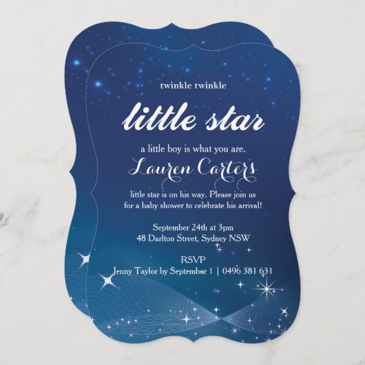 Twinkle kleine ster baby shower uitnodiging (Voorkant / Achterkant)