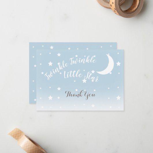 Twinkle kleine ster blauw dank u briefkaarten (Voorkant / Achterkant in situ)