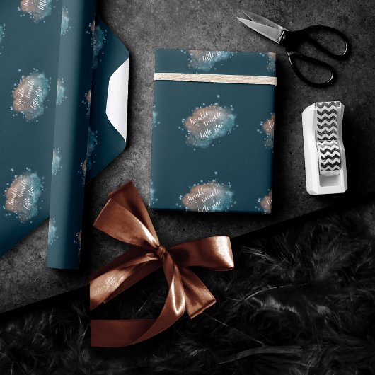 Twinkle kleine ster | Blauwgroen groen en Taupe br Cadeaupapier