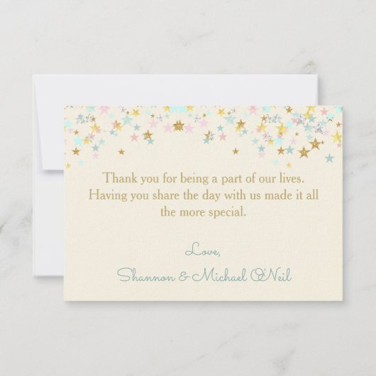 Twinkle kleine ster dank u creme bedankkaart (Achterkant)