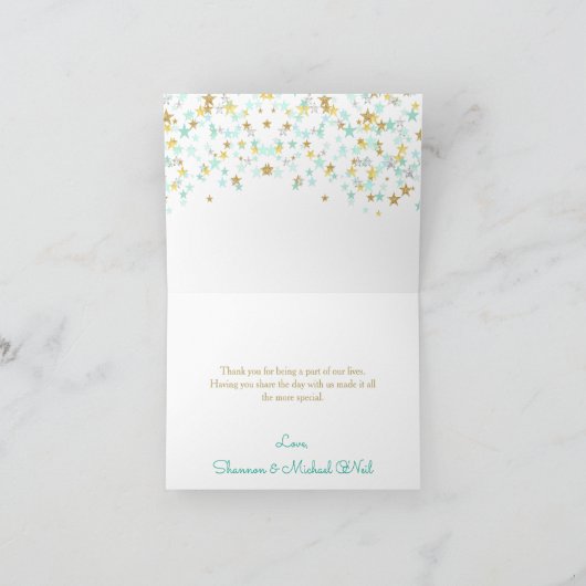 Twinkle kleine ster dank u munt groen goud bedankkaart (Binnen)