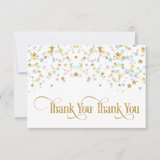 Twinkle kleine ster dank u wit voor elke kleur bedankkaart (Voorkant)