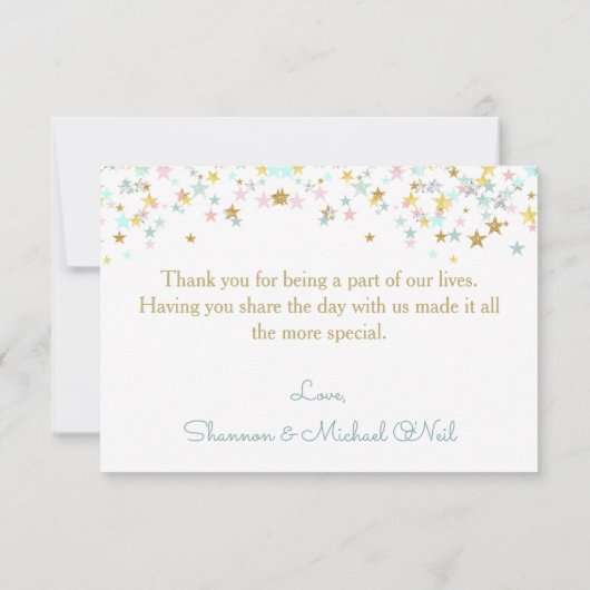 Twinkle kleine ster dank u wit voor elke kleur bedankkaart (Achterkant)