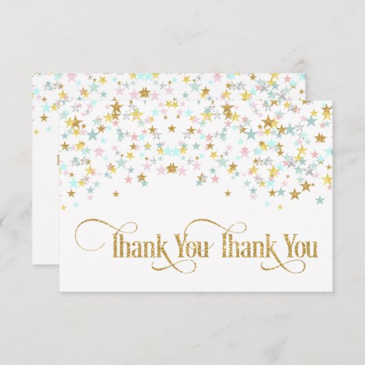 Twinkle kleine ster dank u wit voor elke kleur bedankkaart (Voorkant / Achterkant)