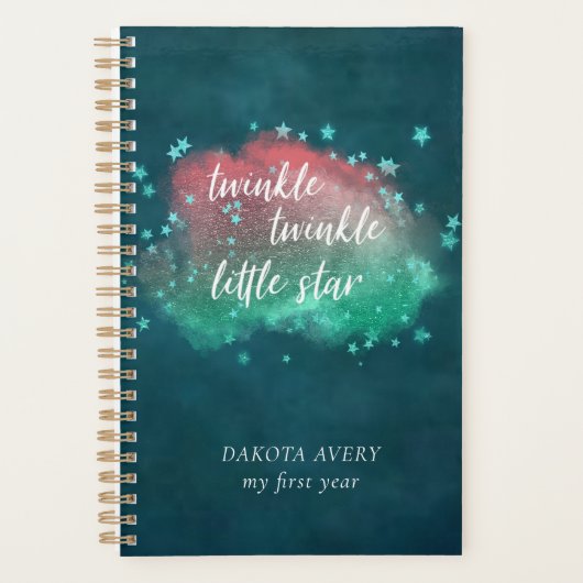 Twinkle kleine ster | Donker Blauwgroen Koraal Bab Planner (Voorkant)