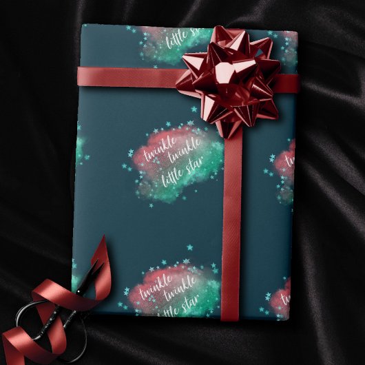 Twinkle kleine ster | Donker Blauwgroen koraal mun Cadeaupapier