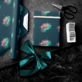 Twinkle kleine ster | Donker Blauwgroen koraal mun Cadeaupapier