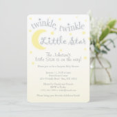 Twinkle kleine ster geel baby shower uitnodiging (Staand voorkant)