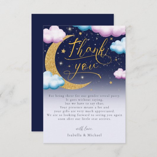 Twinkle kleine ster geslacht onthullen dank u bedankkaart (Voorkant / Achterkant)