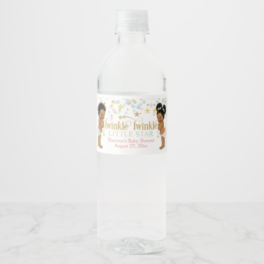 Twinkle kleine ster geslacht onthullen etnische waterfles etiket (Voorkant)