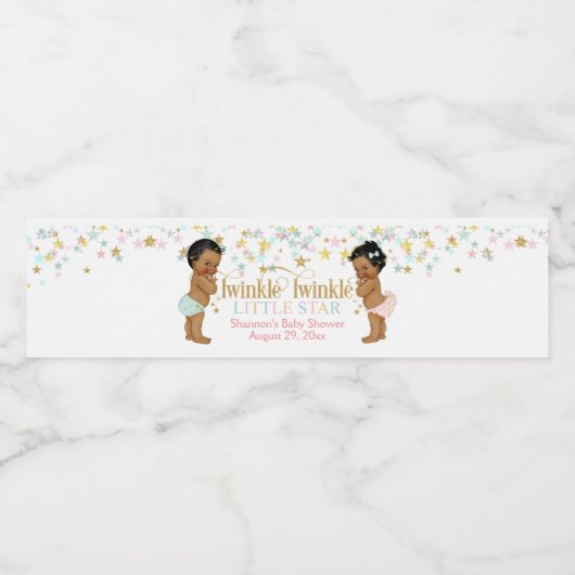 Twinkle kleine ster geslacht onthullen etnische waterfles etiket (Enkel label)