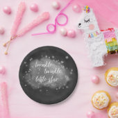 Twinkle kleine ster | Houtskool Grijs en Zilver Papieren Bordje (Feest)