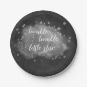 Twinkle kleine ster | Houtskool Grijs en Zilver Papieren Bordje (Voorkant)