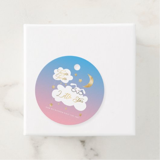 Twinkle kleine ster konijn geslacht onthullen goud bedankjes labels (In situ)