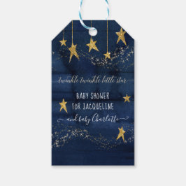 Twinkle kleine ster marine blauw gouden baby jonge cadeaulabel