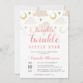 twinkle kleine ster meisje baby shower uitnodiging (Voorkant)