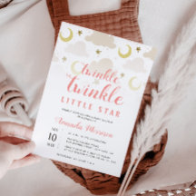 twinkle kleine ster meisje baby shower uitnodiging