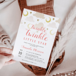 twinkle kleine ster meisje baby shower uitnodiging