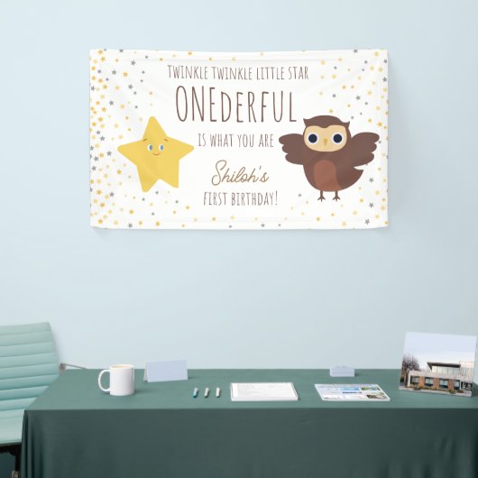 Twinkle kleine ster met vriendelijke Uil 1e verjaa Spandoek (Beurs)