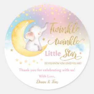 Twinkle kleine ster olifant roze gunst dank u ronde sticker