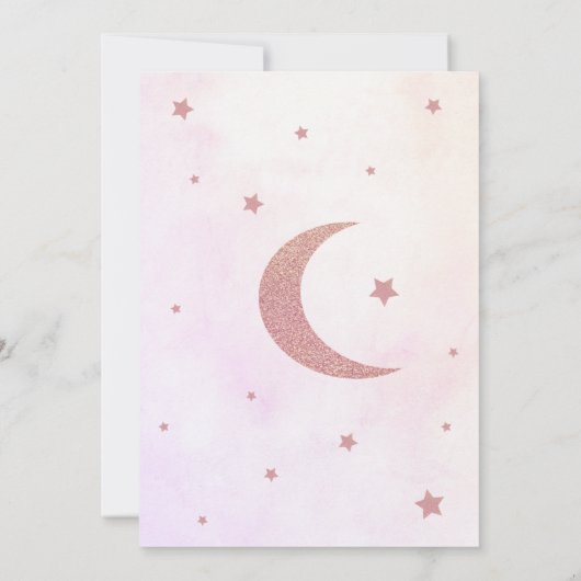 Twinkle kleine ster roze glitter babyshower kaart (Achterkant)