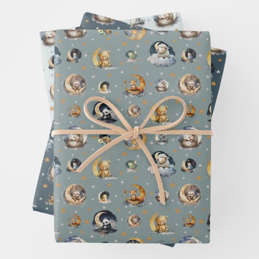 Twinkle kleine ster slaperig schattig dieren patro inpakpapier vel (In situ)