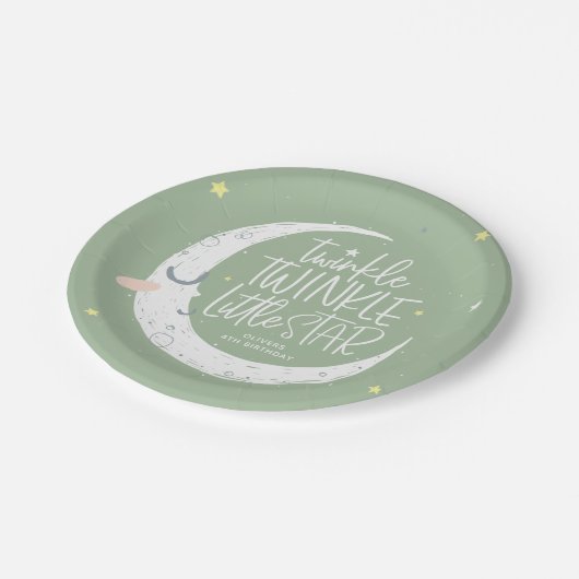 Twinkle, kleine ster-verjaardagsfeestje papieren bordje (Gekanteld)