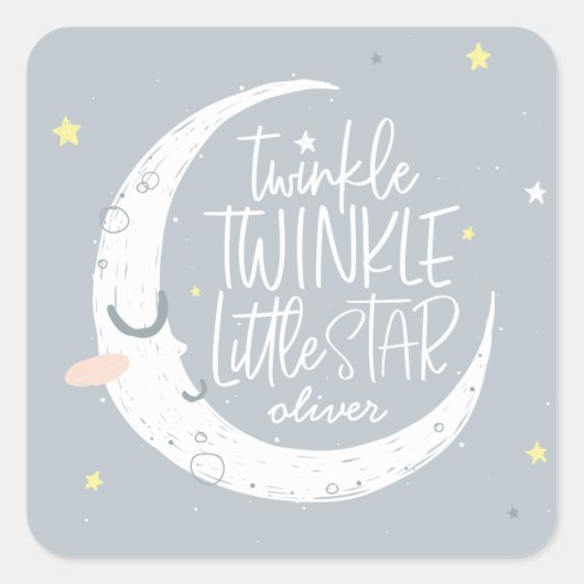 Twinkle, kleine ster-verjaardagsfeestje vierkante sticker (Voorkant)