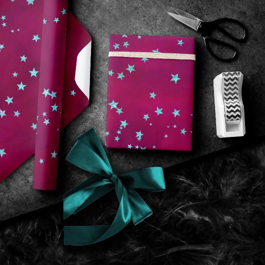 Twinkle kleine ster | Vet magenta roze munt groen Cadeaupapier