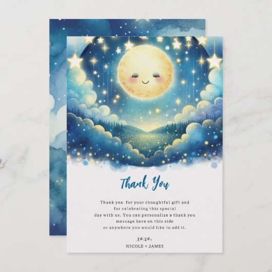 Twinkle kleine ster Waterverf dank u Kaart (Voorkant / Achterkant)