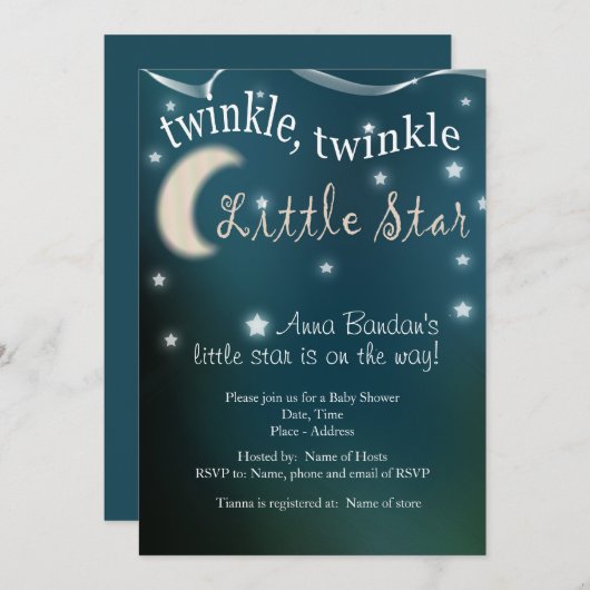 Twinkle, kronkel, kleine ster kaart (Voorkant / Achterkant)