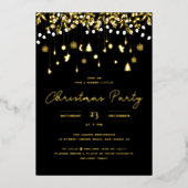 Twinkle Lamplight Modern Night Christmas Party Folie Uitnodiging (Voorkant)