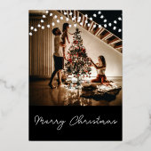 Twinkle Lamplight Modern Night Christmas Party Folie Uitnodiging (Achterkant)