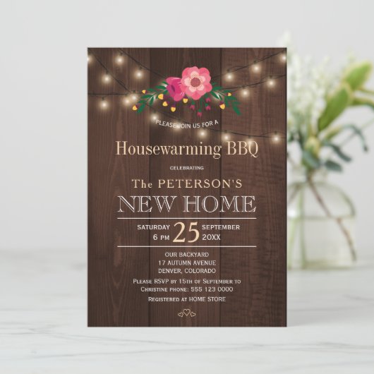 Twinkle licht florerende, rustige huishouding kaart (Staand voorkant)