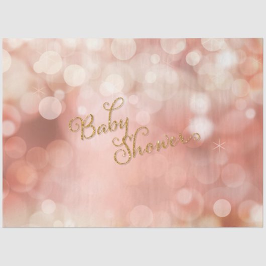 Twinkle Licht Gold Glitter Pink Baby Girl Shower Tissuepapier (Voorkant)