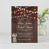 Twinkle licht rustige herfstbladeren schuur bruilo kaart (Staand voorkant)