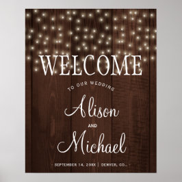 Twinkle licht rustige herfstbruiloft welkomstbord poster