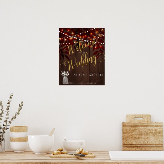 Twinkle licht rustige herfstbruiloft welkomstbord poster (Keuken)