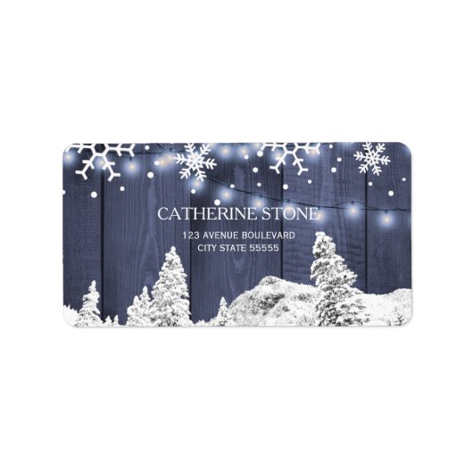 Twinkle licht sneeuwvlokken schuur hout rustieke w etiket (Voorkant)