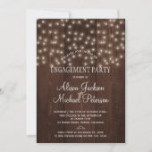 Twinkle licht verlovingsfeest rustieke schuur hout kaart (Voorkant)