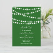 Twinkle Lichten sparen de Datum (groen) Save The Date (Staand voorkant)