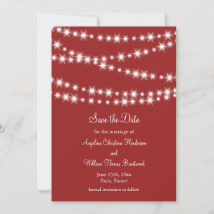 Twinkle Lichten sparen de Datum (rood) Save The Date