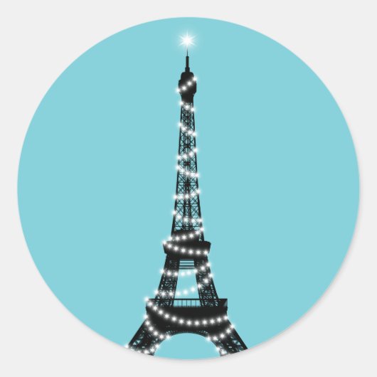 Twinkle Light Eiffel Tower Sticker - turquoise (Voorkant)