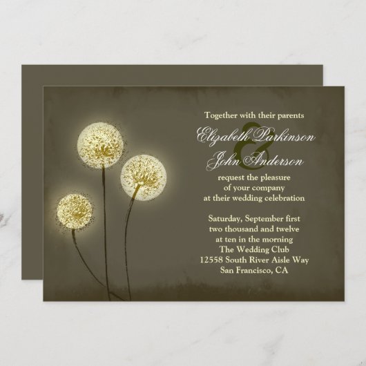 Twinkle Light Paardebloemen bruiloft uitnodiging (Voorkant / Achterkant)
