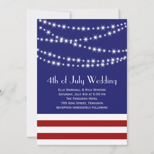 Twinkle Lights 4th van juli bruiloft uitnodiging (Voorkant)