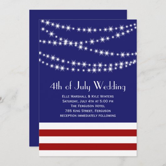 Twinkle Lights 4th van juli bruiloft uitnodiging (Voorkant / Achterkant)