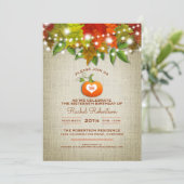 Twinkle Lights Autumn Burlap Sweet 16 Party Kaart (Staand voorkant)